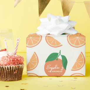 Papier Cadeau Anniversaire de Little Cutie Moderne Orange