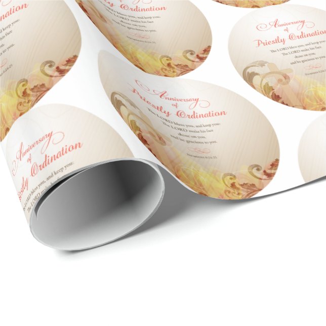Papier Cadeau Anniversaire de l'ordination sacerdotale (Coin rond)
