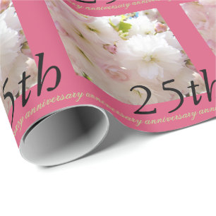 Papier cadeau Anniversaire de mariage Fleurs 25ème