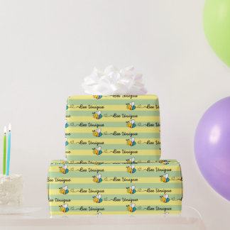 Papier Cadeau Anniversaire de naissance de l'abeille colorée uni