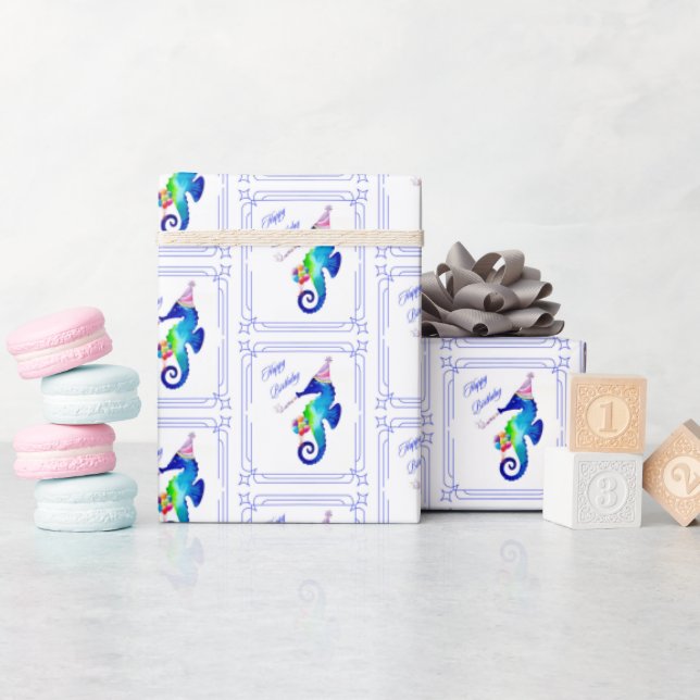 Papier Cadeau Anniversaire de Seahorse (Baby Shower)