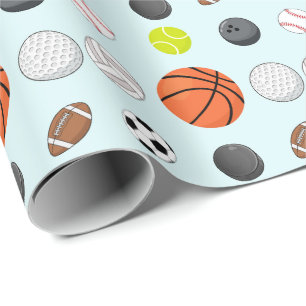 Papier Cadeau Anniversaire de sport multi bleu pour enfants