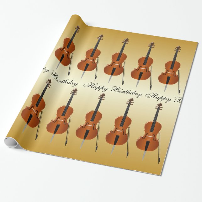 Papier Cadeau Anniversaire de violoncelle (Déroulé)