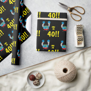Papier Cadeau Anniversaire des 40 ans drôle de blague d'âge
