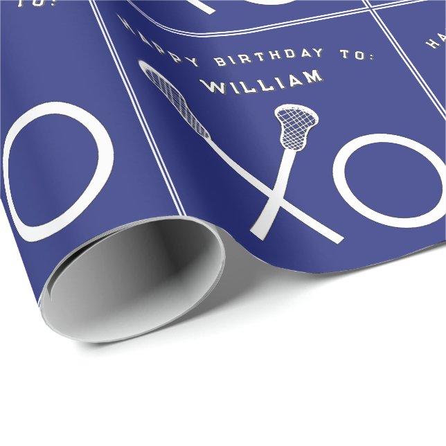 Papier Cadeau Anniversaire des sports de crosse (Coin rond)