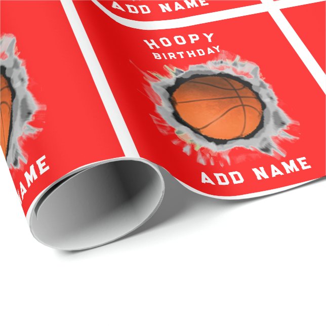 Papier Cadeau Anniversaire du basket-ball créatif (Coin rond)