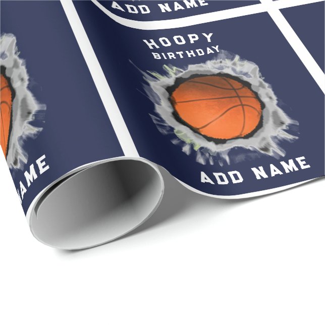 Papier Cadeau Anniversaire du basket-ball créatif (Coin rond)