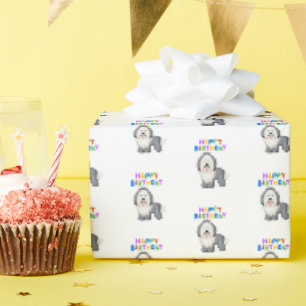 Papier Cadeau Anniversaire du chien de berger anglais