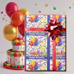 Papier Cadeau Anniversaire du garçon Personnaliser Nom et âge Co