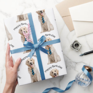 Papier Cadeau Anniversaire du Golden Retriever