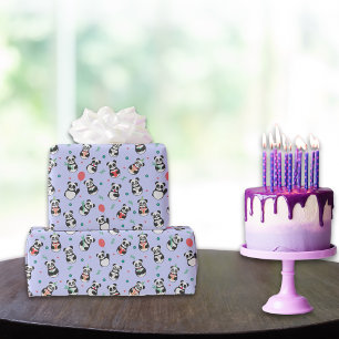 Papier Cadeau Anniversaire du Motif Cute Panda Violet