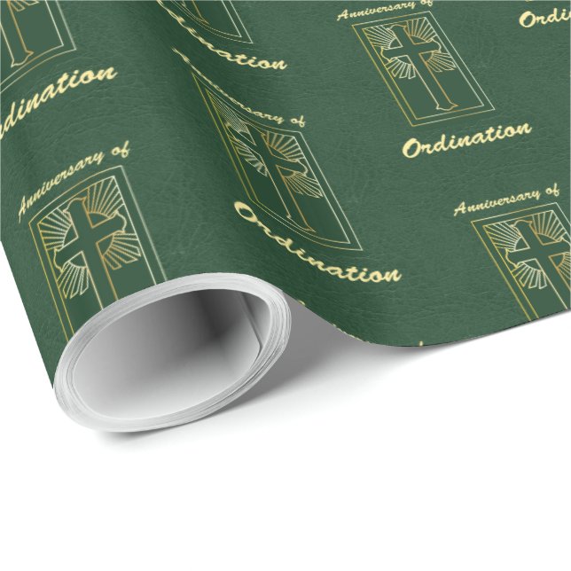 Papier Cadeau Anniversaire du prêtre de l'ordination (Coin rond)
