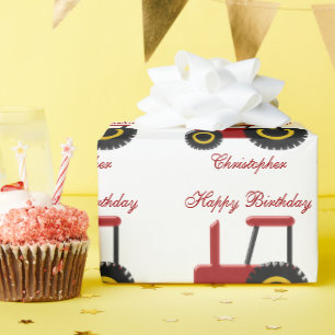 Papier Cadeau Anniversaire du tracteur rouge