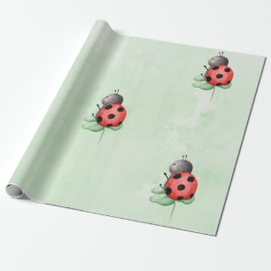 Papier Cadeau Anniversaire d'une coccinelle sur une aquarelle de
