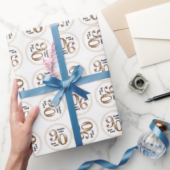 Papier Cadeau Anniversaire élégant 90 ans (Cadeaux)