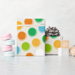 Papier Cadeau Anniversaire enfant motifs à pois flous rétro gai