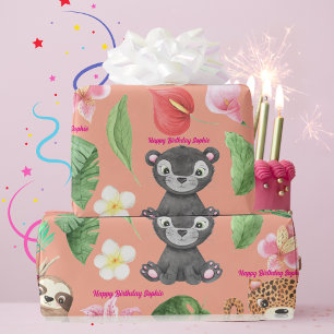 Papier Cadeau Anniversaire Enfants Animaux Safari