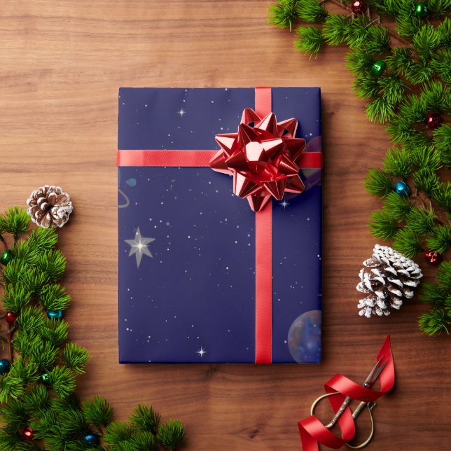 Papier Cadeau Anniversaire Espace | Papier d'embal (Cadeau de vacances)