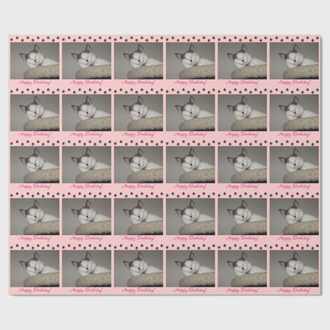 Papier Cadeau Anniversaire et Empreintes de pattes de Cat Nap (Plat)