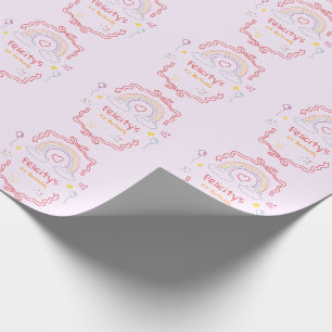 Papier Cadeau Anniversaire Fantaisiste Arc-en-Ciel Dessiné à la