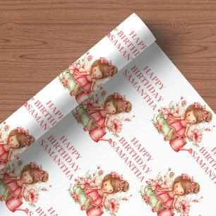 Papier cadeau anniversaire Fille fée magique Flora