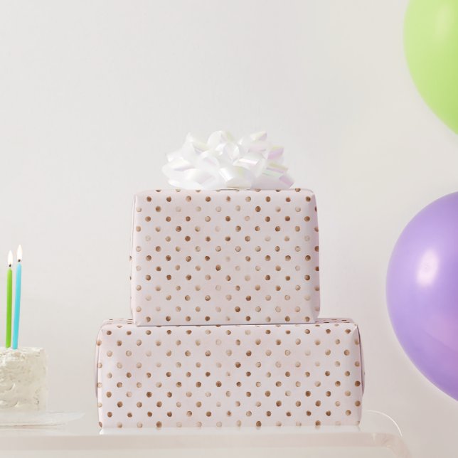 Papier Cadeau Anniversaire Fille Rose Taches Beige (Cadeaux de fête)