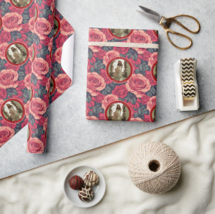 Papier Cadeau Anniversaire Fleur de Rose Personnalisé