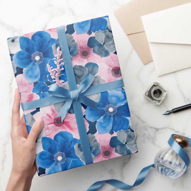 Papier Cadeau Anniversaire floral rose chic (Cadeaux)