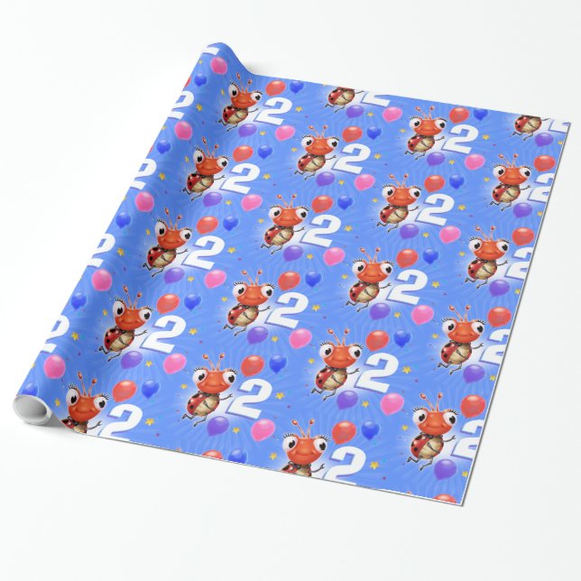 Papier Cadeau Anniversaire Garçon ou fille 2 âge Ladybug papier  (Déroulé)