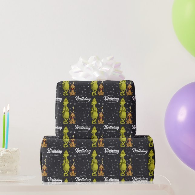 Papier Cadeau Anniversaire Grinch Tableau Noir (Cadeaux de fête)
