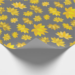 Papier Cadeau Anniversaire intime Automne Jaune Floral Grey
