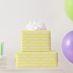 Papier Cadeau Anniversaire jaune uni stylé chic