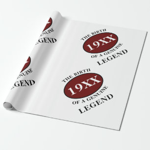Papier Cadeau Anniversaire Légende Année Humour Père Rouge Noir 