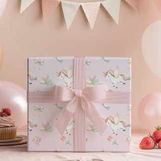 Papier Cadeau Anniversaire Licorne Rose Adorable Fille