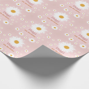 Papier Cadeau Anniversaire Marguerite Rose Tout Âge 