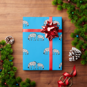 Papier Cadeau Anniversaire, mignon et heureux Kenyan Zebras Blue
