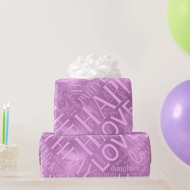 Papier Cadeau Anniversaire Mot Cloud Fille Orchidée ID272 (Cadeaux de fête)