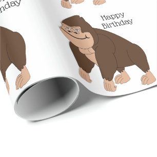 Papier cadeau anniversaire motif Gorille Marron