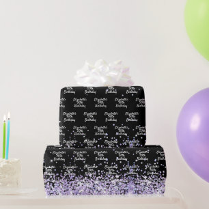 Papier Cadeau Anniversaire noir violet lavande parties scintilla