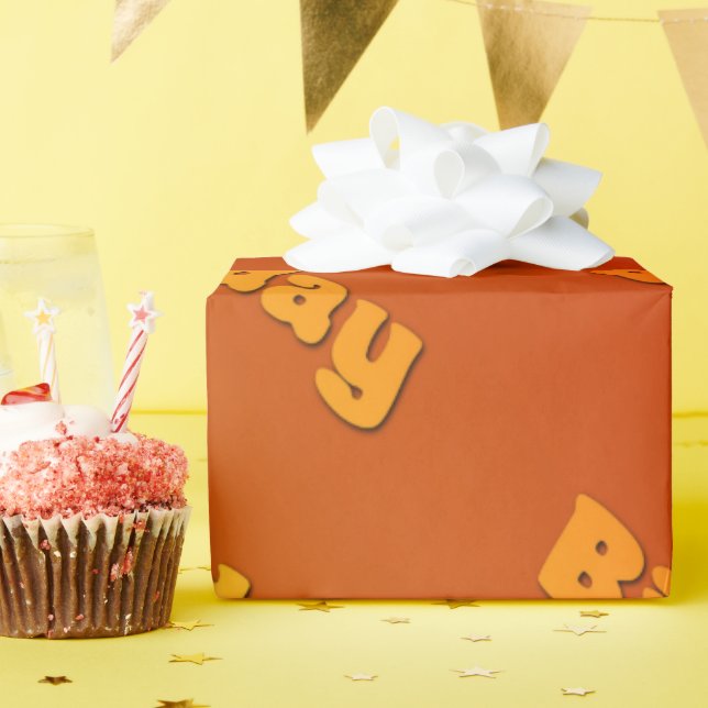 Papier Cadeau Anniversaire (orange) (Fête d'anniversaire)