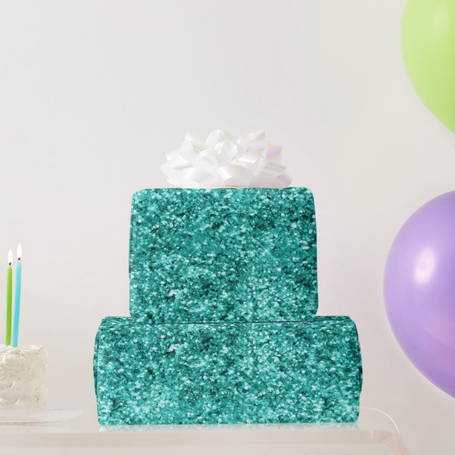 Papier Cadeau Anniversaire Paillettes Vert Emeraude (Cadeaux de fête)