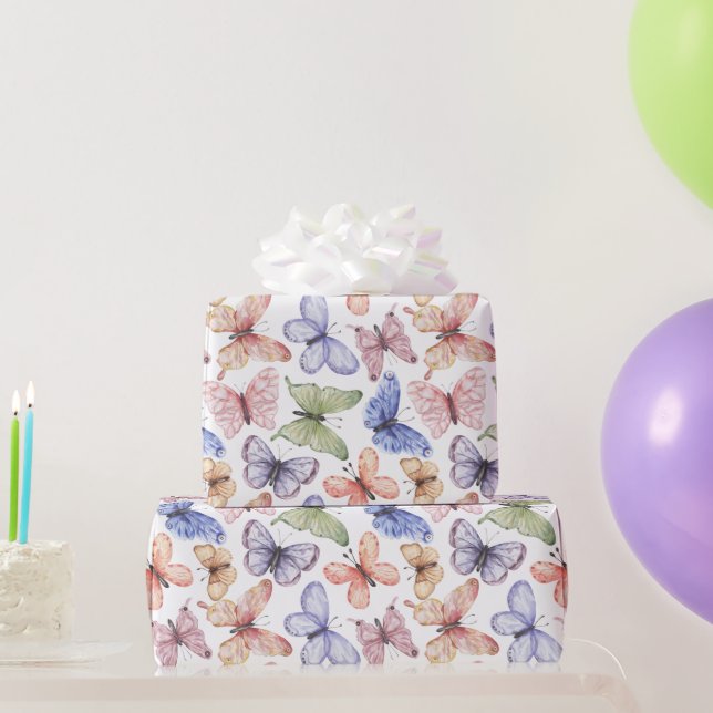Papier Cadeau Anniversaire Papillon Violet (Cadeaux de fête)