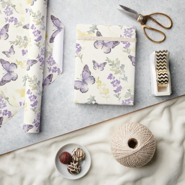 Papier Cadeau Anniversaire Papillons Violets (Artisanat)