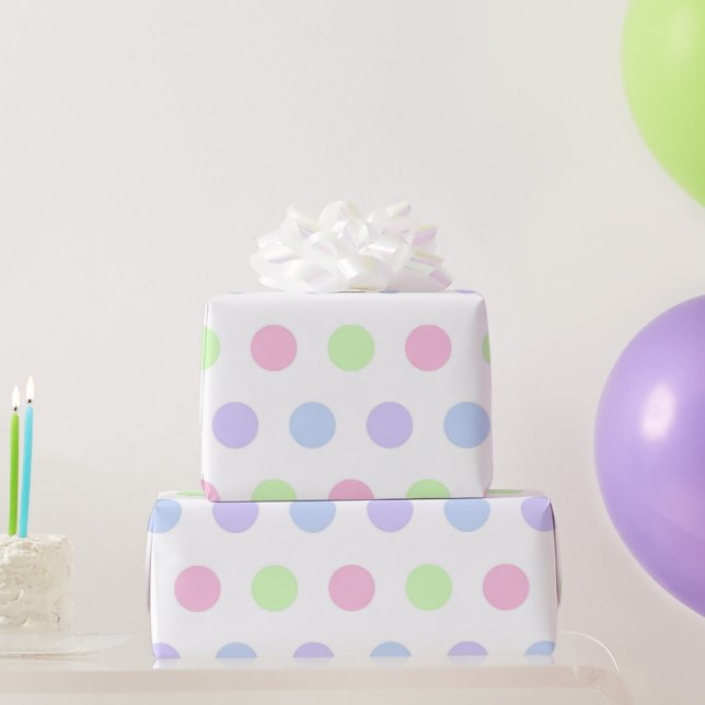 Papier Cadeau Anniversaire Pastel Aquarelle à Points Whimsique (Cadeaux de fête)