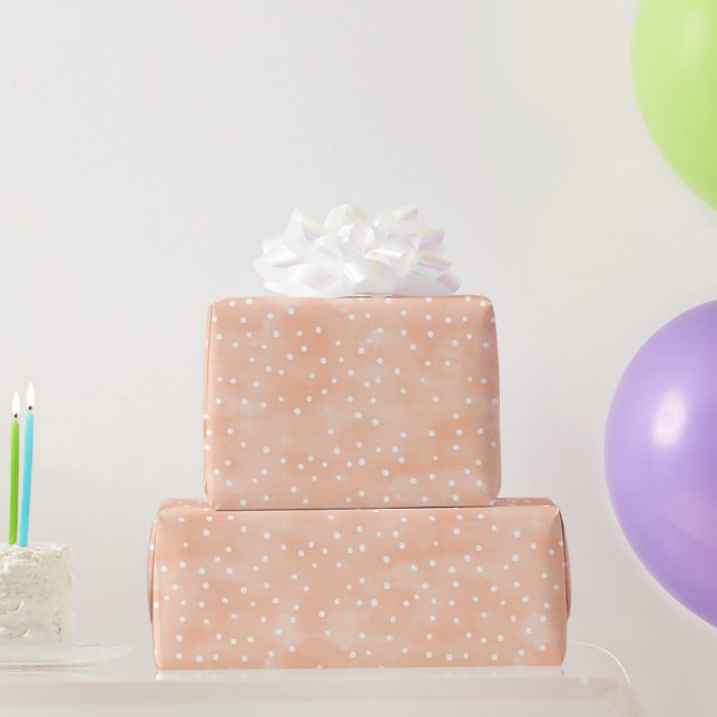 Papier Cadeau Anniversaire Peach White Dots (Cadeaux de fête)