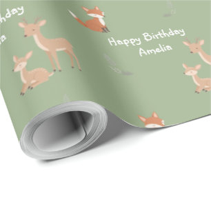 Papier Cadeau Anniversaire Personnalisé d'Animal de Bois