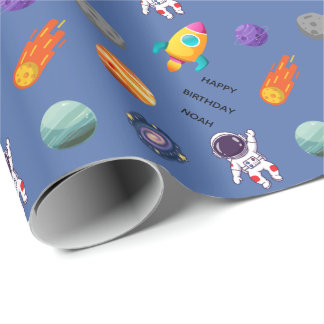 Papier Cadeau Anniversaire personnalisé dans l'espace