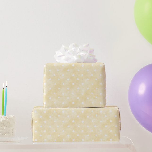 Papier Cadeau Anniversaire Points Blancs Jaunes (Cadeaux de fête)