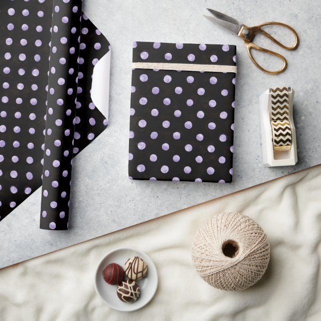 Papier Cadeau Anniversaire Points Noirs Violets (Artisanat)