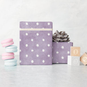 Papier Cadeau Anniversaire pois blancs lavande